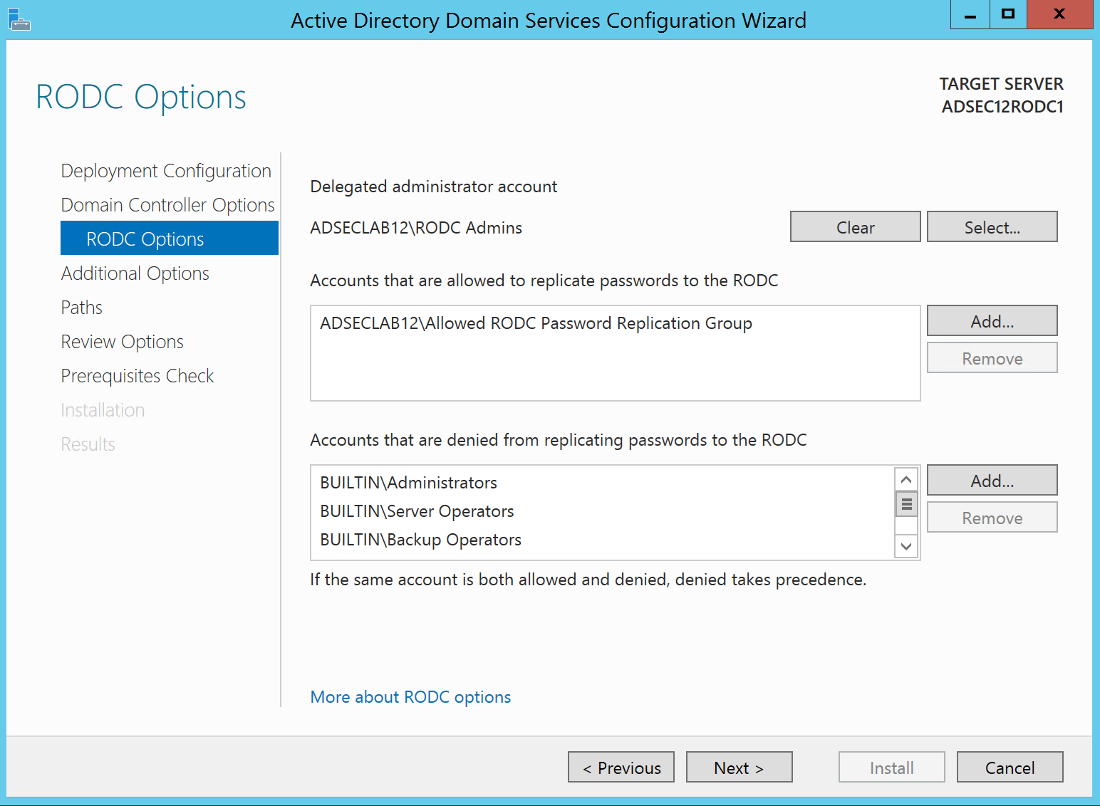 Active Directory domain services настройка. Read only domain Controller. RODC. Структура ad RODC. Directory options